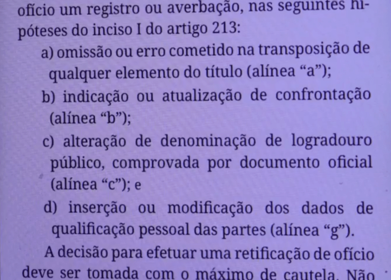 retificação de área - exemplo