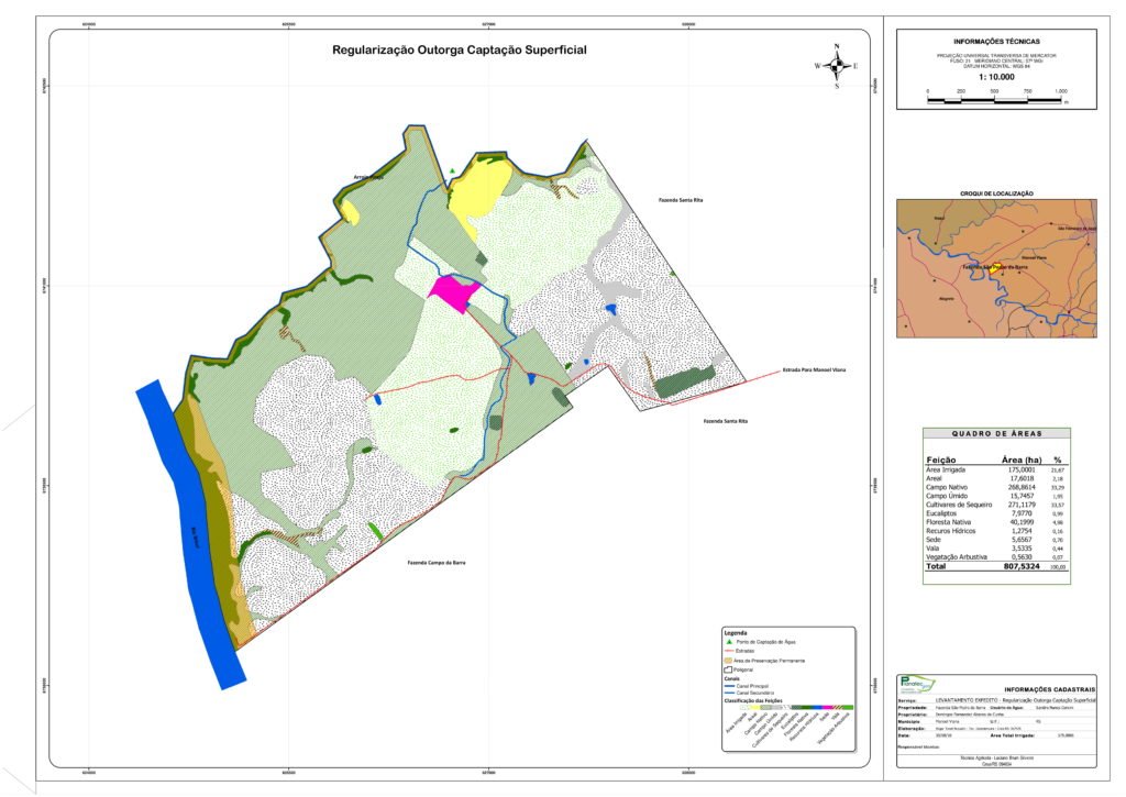 mapa planialtimétrico de fazenda