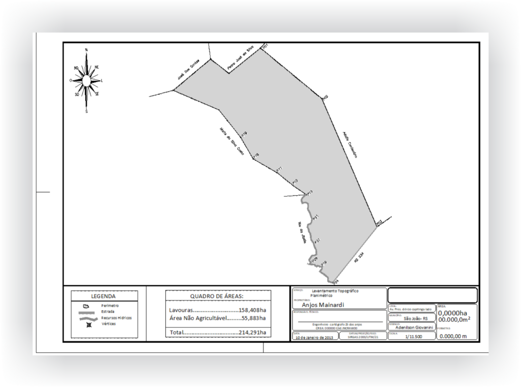 planta para retificação de -area - produtos cartográficos