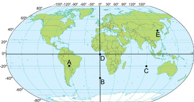 coordenadas geográficas estabelecidas a partir da combinação das latitudes e das longitudes