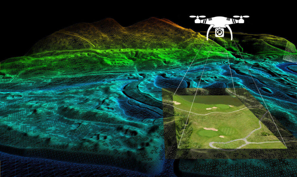 nuvem de pontos no mapeamento com drones