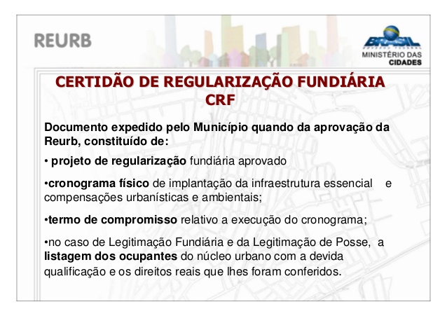 certidão de regularização fundiária - CRF