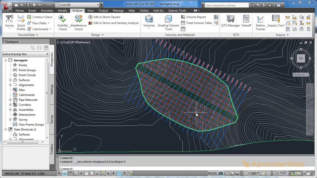 software de corte e aterro topografia