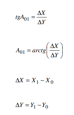 cálculo de coordenadas - formulas para o cálculo do azimute