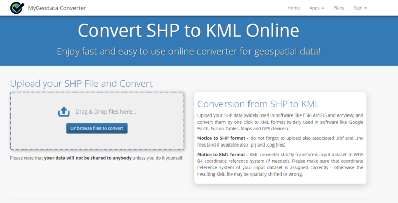 converter shp para kml online