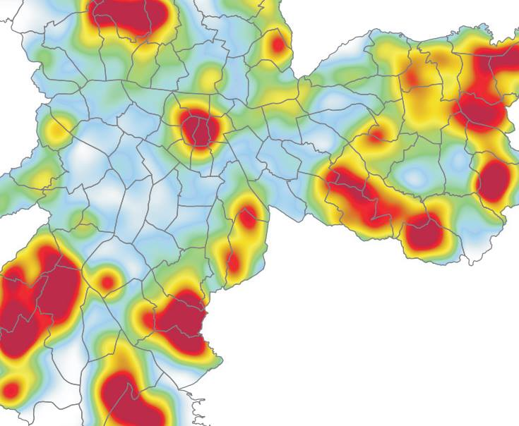 o que são mapas de densidade de Kernel