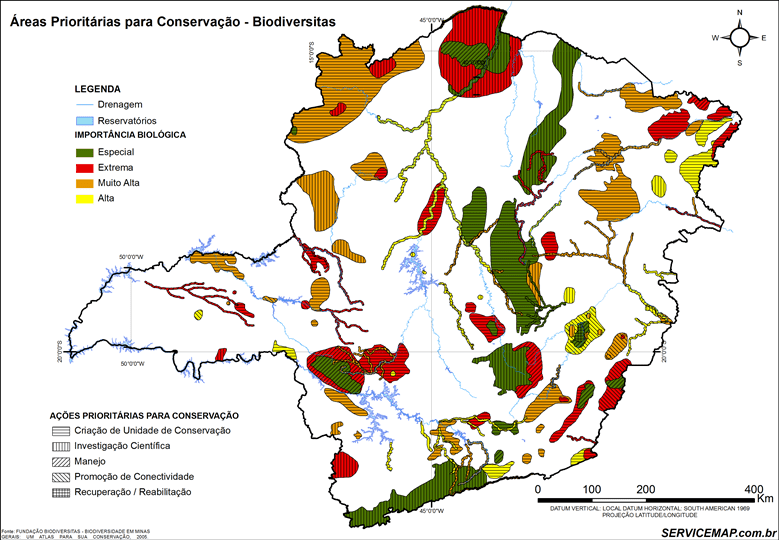 mapa ambiental - áreas prioritárias de conservação