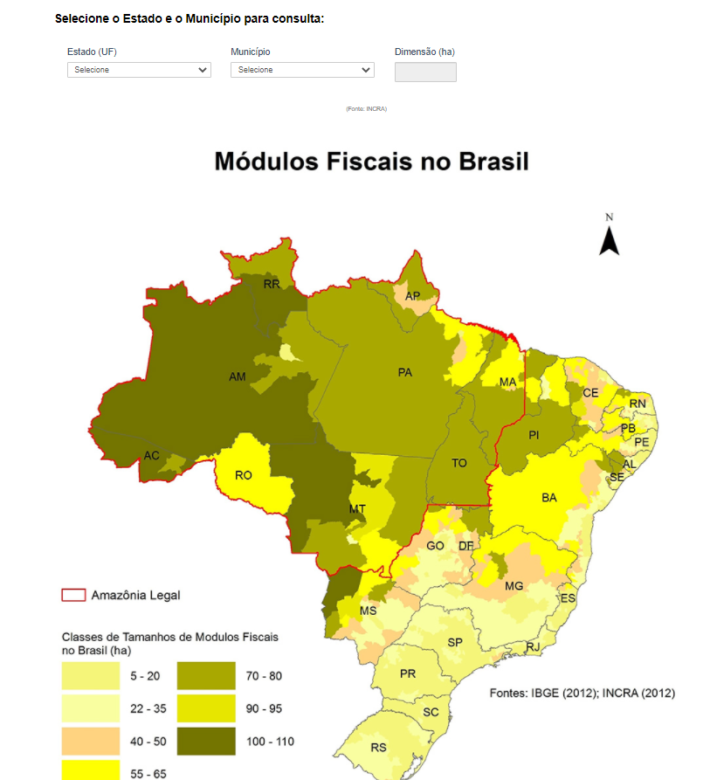 módulo fiscal e rural - módulos fiscais Brasil