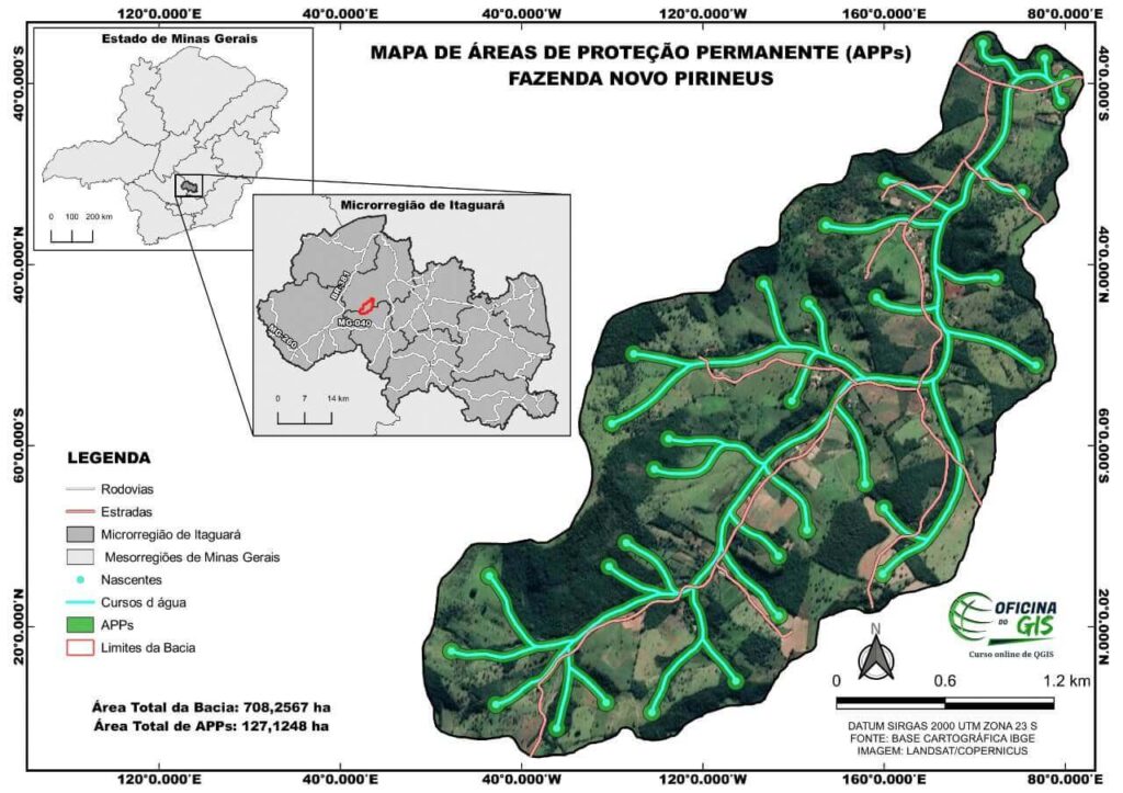 mapa de localização - mapa de proteção de área permanente