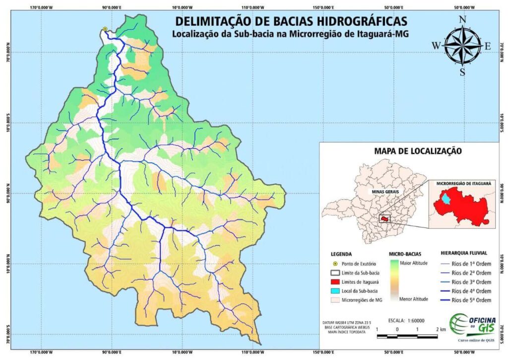 produção de mapas - delimitação de bacias hidrográficas