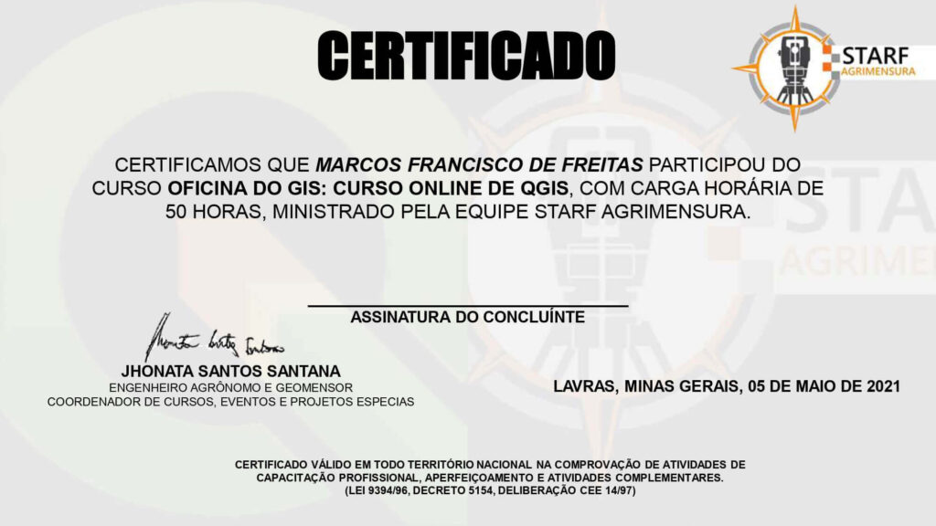 Curso de QGIS - certificado