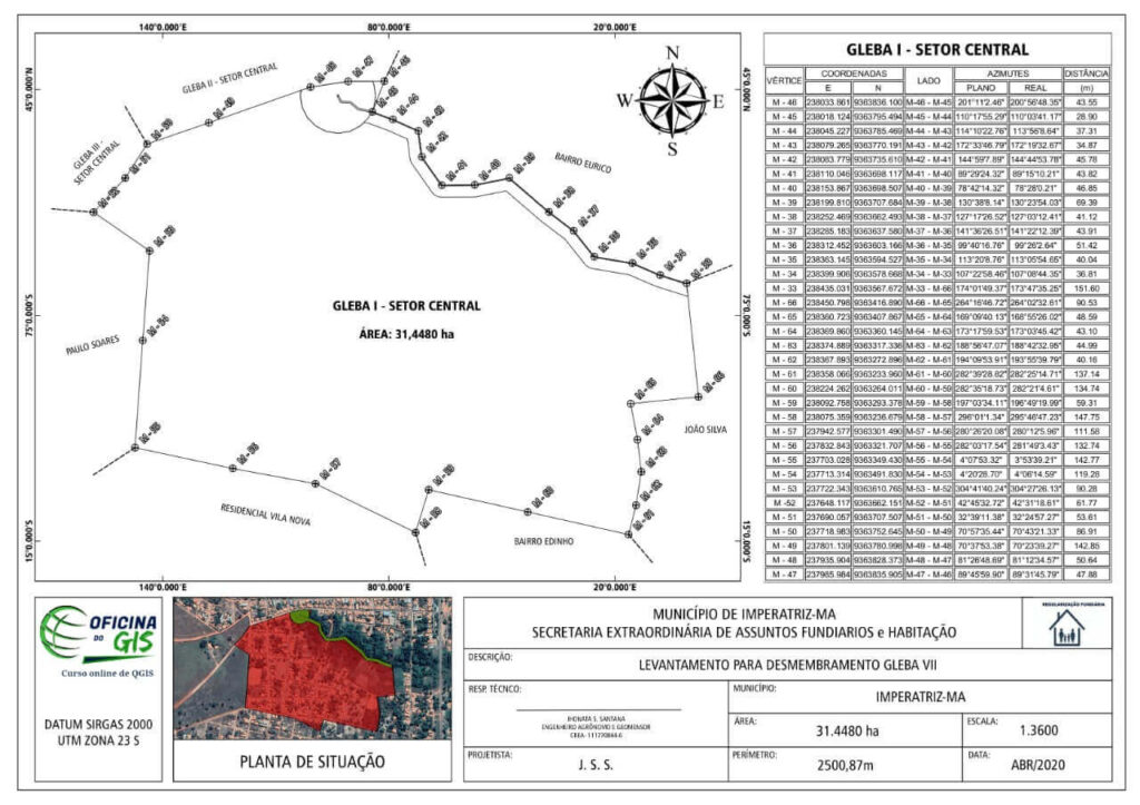 planta topográfica georreferenciada no QGIS